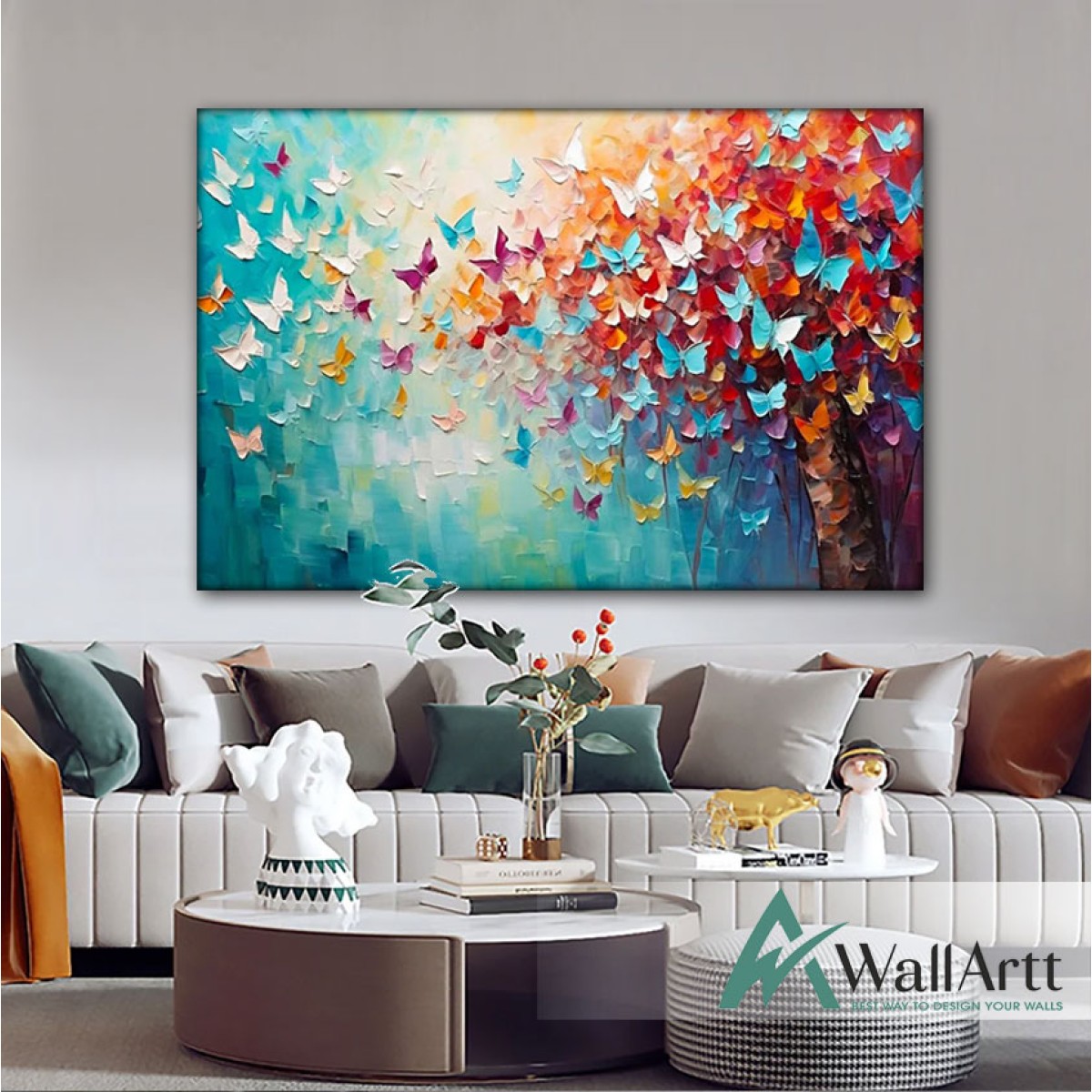 Colorful Butterflies 3D Heavy Textured Partial Oil Painting